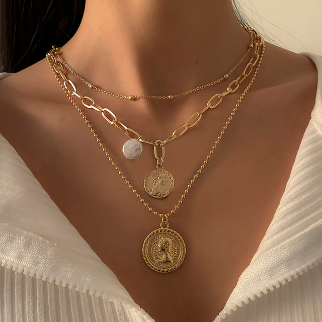 Vintage Multi-Layered Link Necklace