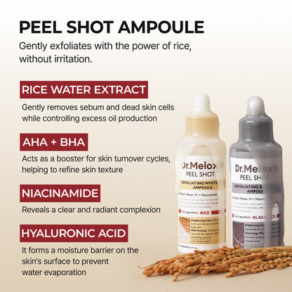 💆‍♀️ Experience Ultimate Luxury - ✨ Peel Shot Glow Rice Ampoule Duo - Serums for Brightening, Exfoliating, and Moisturizing🌾